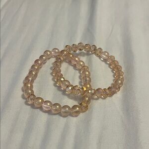 Elegant Rose Pink Beaded Bracelet Set